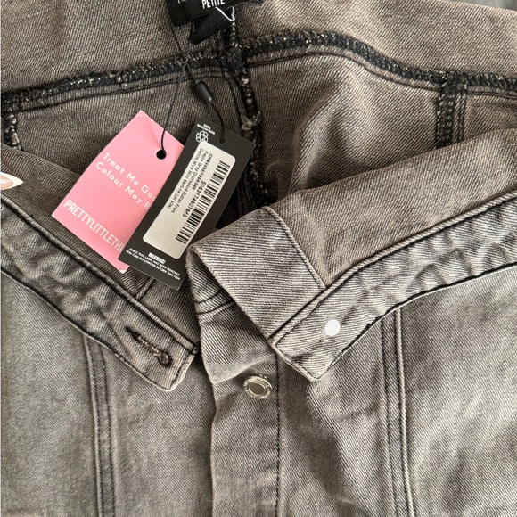 Petite Grey Distressed Button Front Denim Micro Mini Skirt size US 10 - Picture 5 of 5